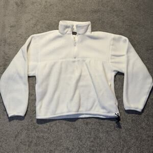 Vintage J Crew Fleece Oarsman Sweater Small White Made In USA Drawstring‎ Waist